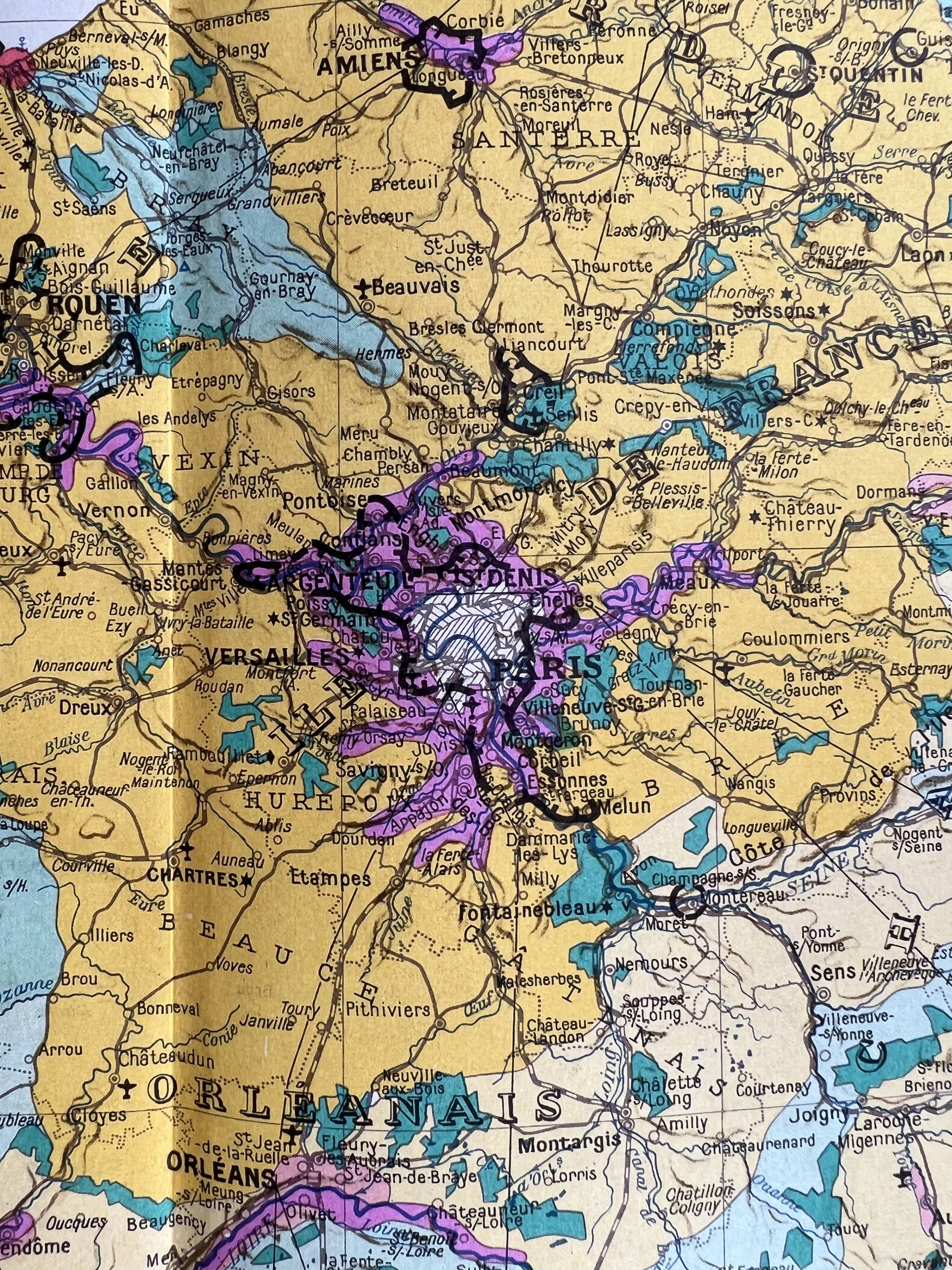 Old map of France Northern Part — Agricultural and cultural regions |