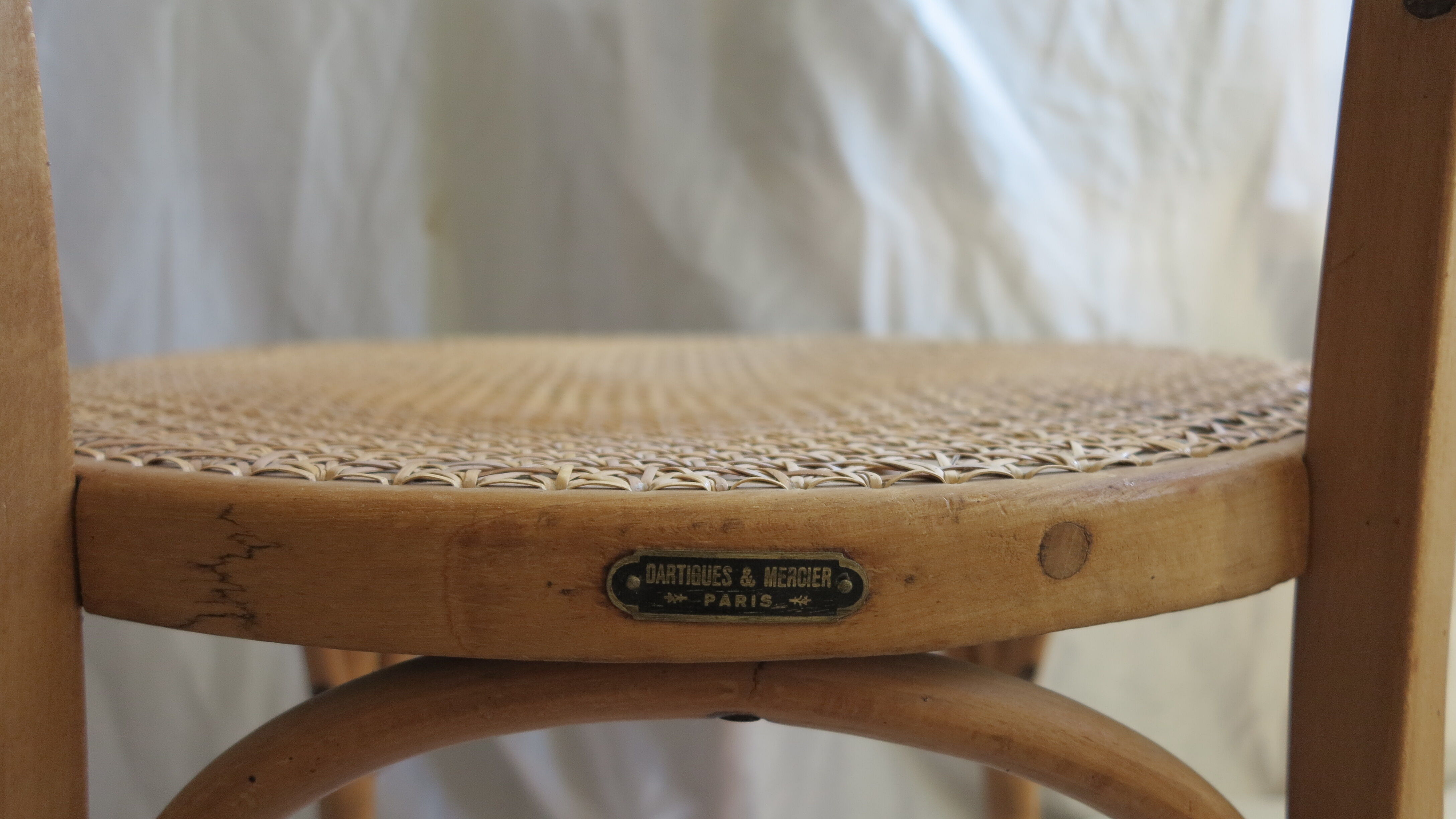 Curved beech cane office chair