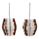 Hanging lamps, made of aluminium and rosewood veneer