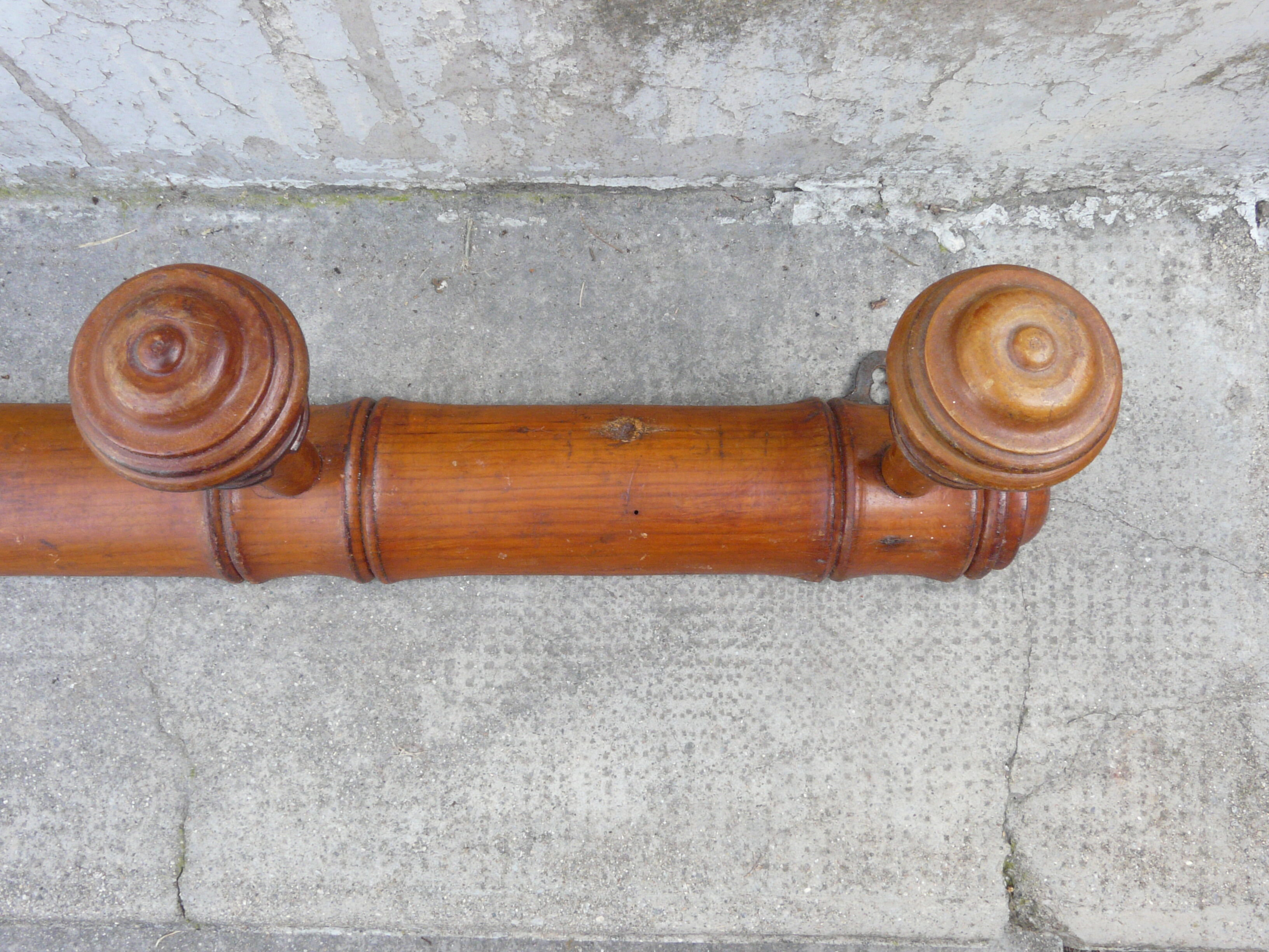 Wooden coat rack turned in imitation of bamboo