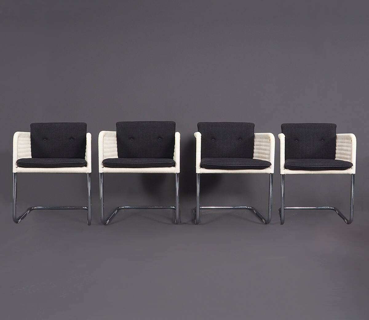 Chaises cantilever blanches Tecta D43, années 1980, lot de 4