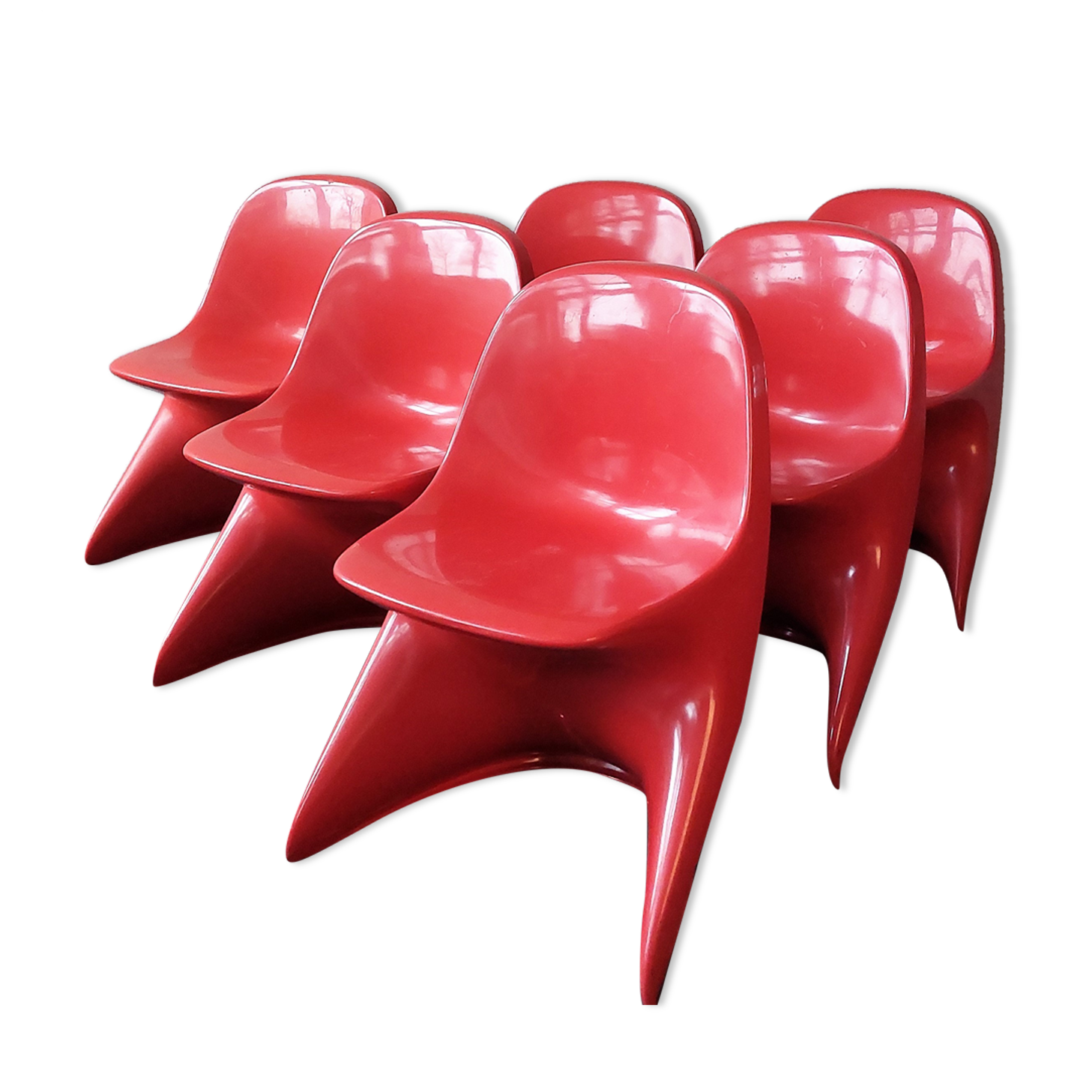 Set of 6 Casalino1 children's chairs by Alexander Begge for Casala, Italy 1970's