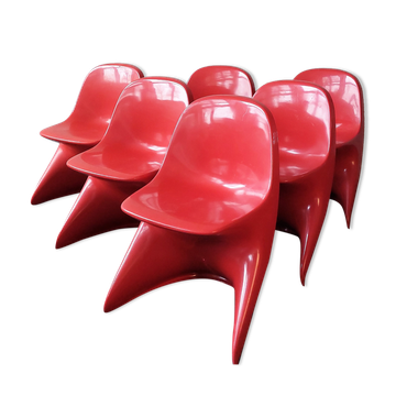 Set of 6 Casalino1 children's chairs by Alexander Begge for Casala, Italy 1970's