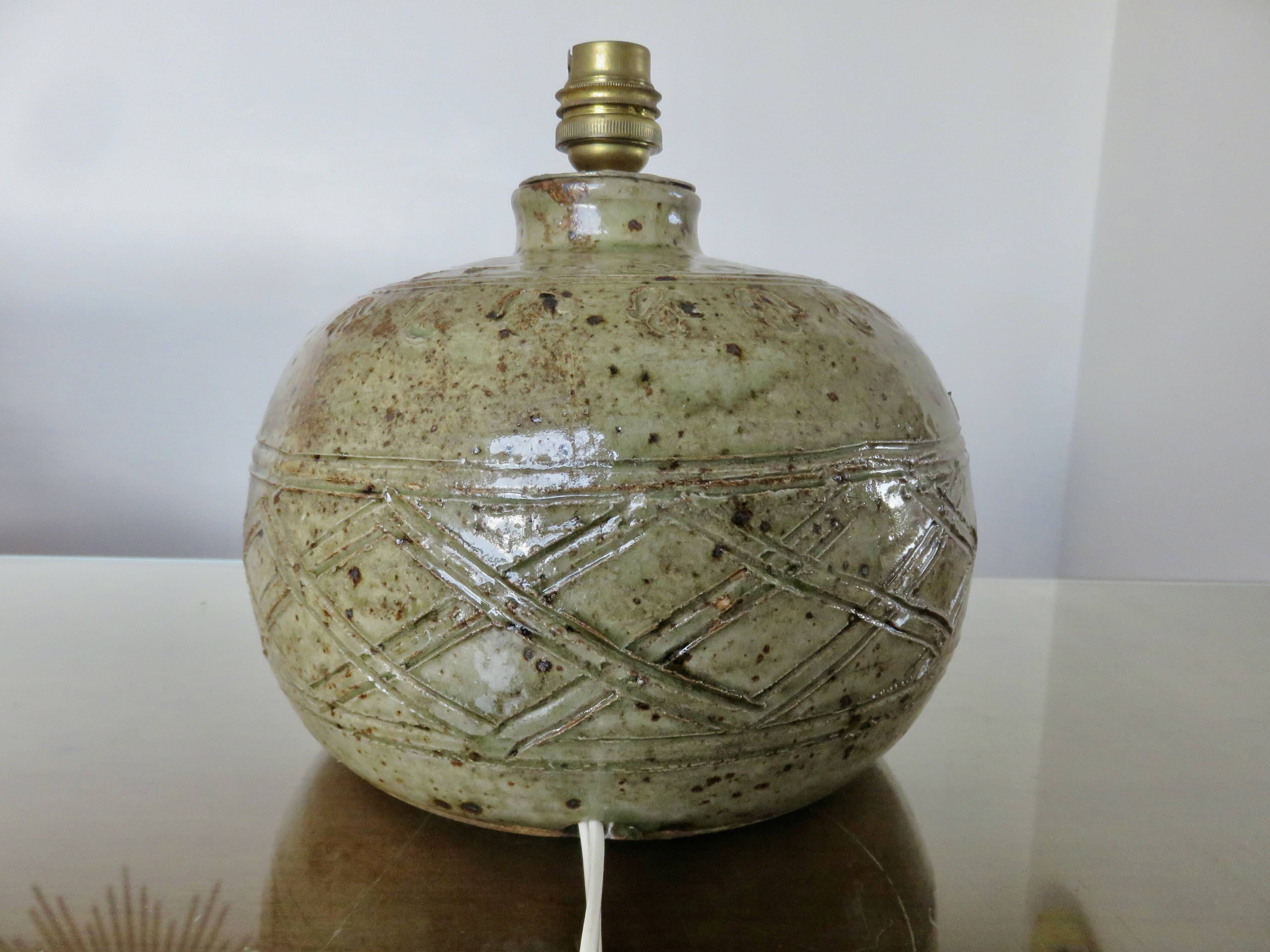 Stoneware lamp signed, around 1960