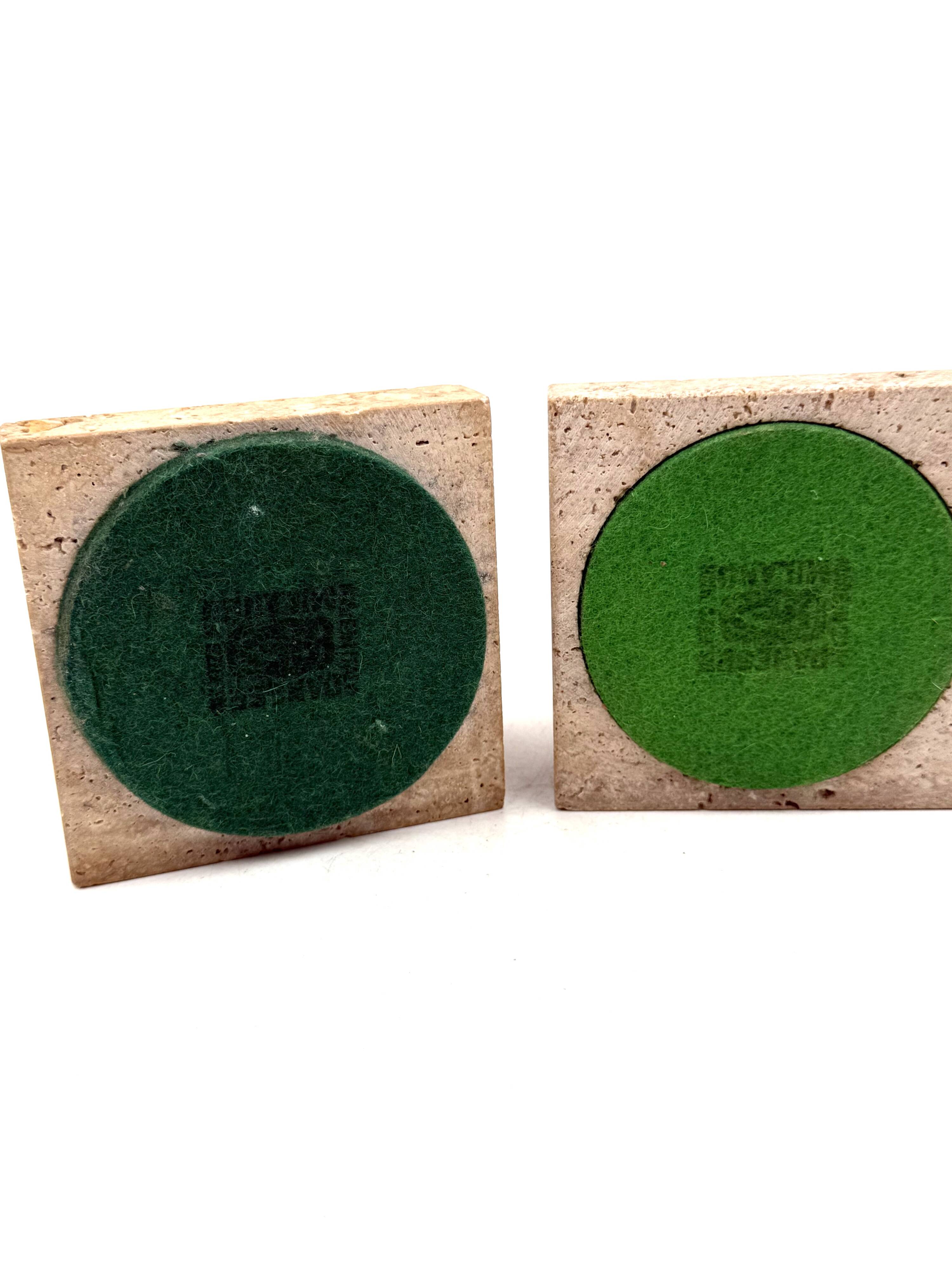 Enzo Mari, Set of 2 travertine desk organizers, Danese Italy 1970s