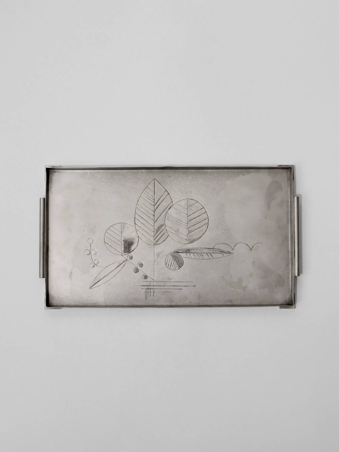 Botanical Engraved Vintage Serving Tray, 1940s
