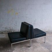 Lot de 2 fauteuils lounge minimalistes en cuir noir