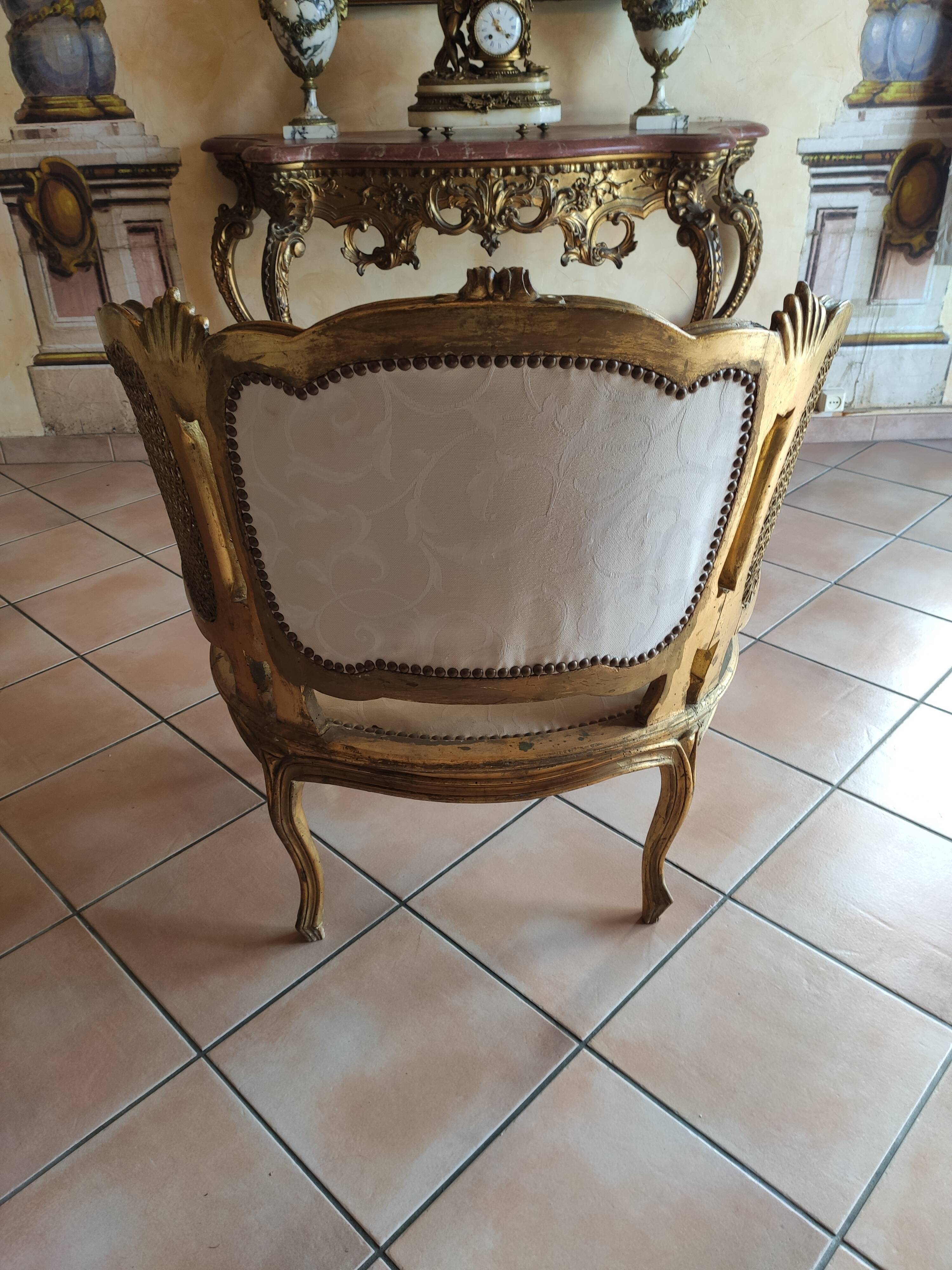 Salon Louis XV three pieces in golden wood