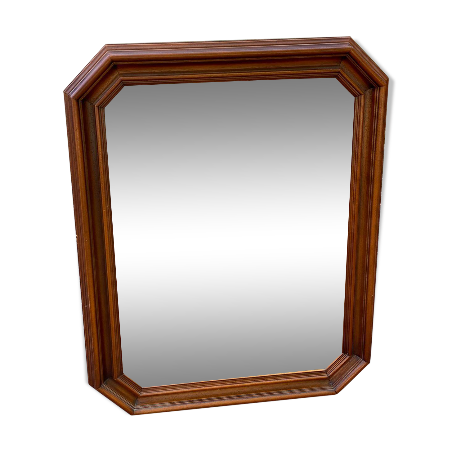 Vintage octagonal mirror in solid wood 65x33cm