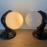 Pair of Ceramic Wall Lights or Lamps in the Shape of a Hand