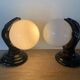 Pair of Ceramic Wall Lights or Lamps in the Shape of a Hand