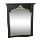 Trumeau mirror in black and silver patinated wood in Louis XV style