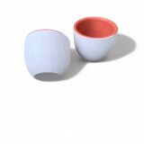 2 6cm ceramic tumblers enameled inside, espresso or aperitif cups