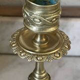 Pair of gilt bronze ram's head candlesticks, Louis XVI style, 19th century.