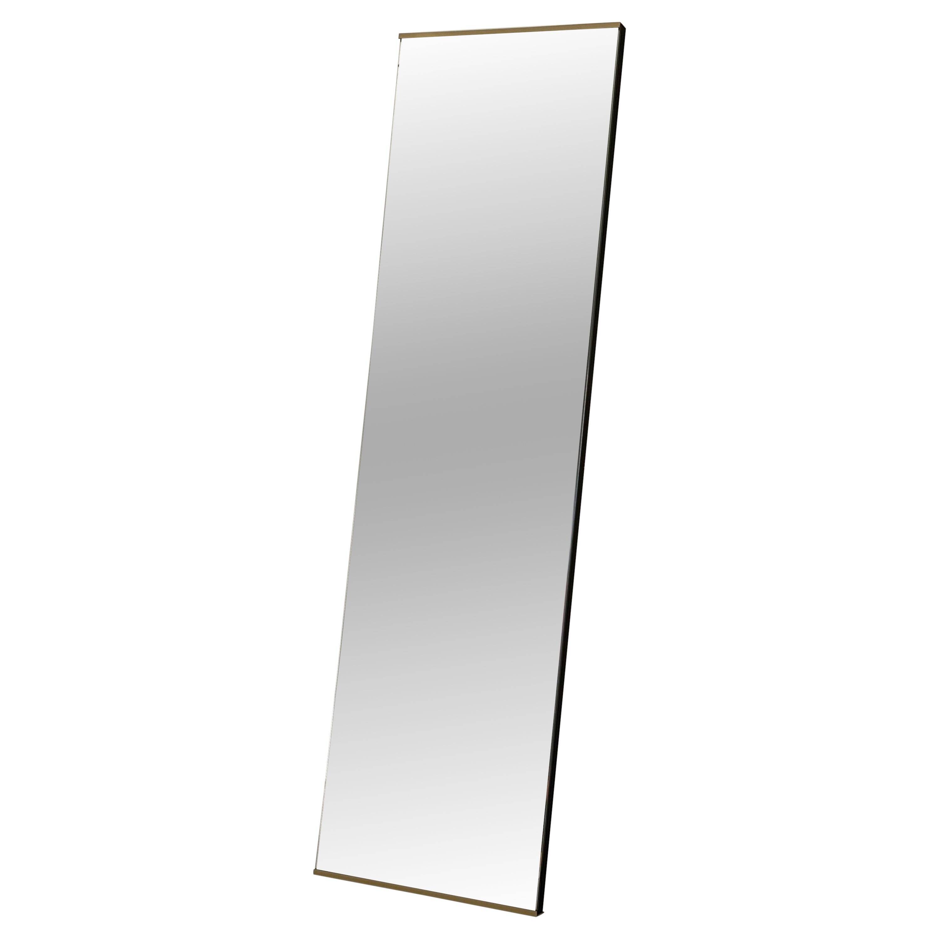 Minimalist rectangular wall mirror with a brass frame, 1960s, Germany