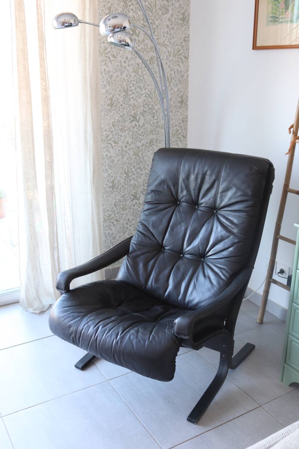 Siesta armchair Westnofa ingmar relling vintage black leather