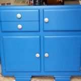 Mado sideboard in wood, marble and copper, restored