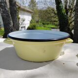 Yellow enamelled sheet metal basin 50/60s