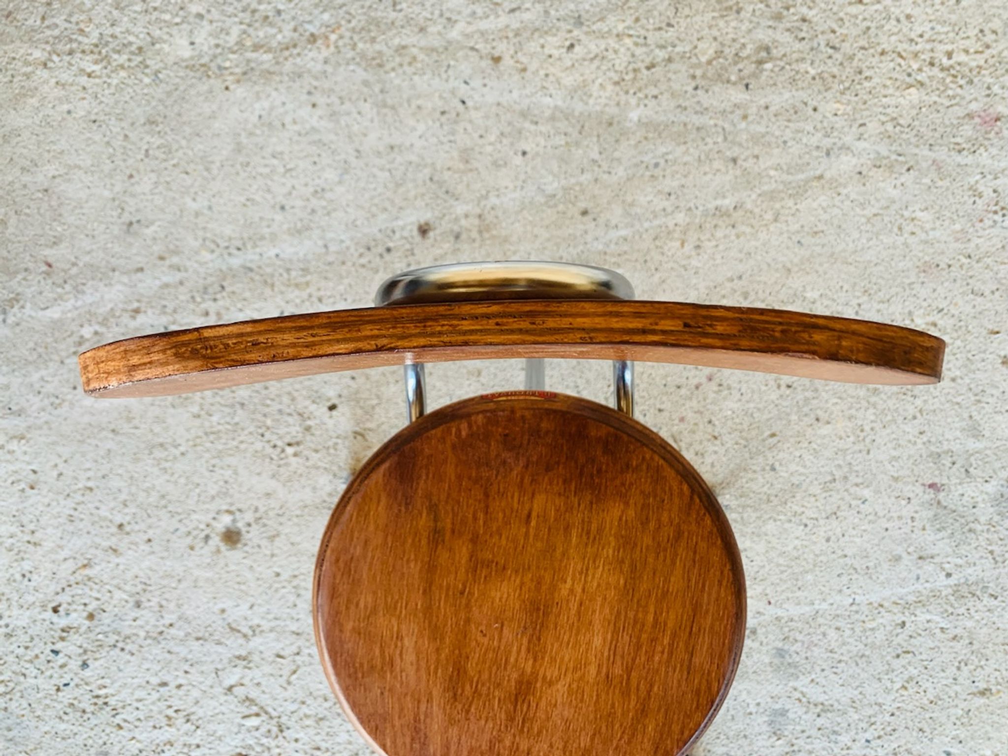 Vintage industrial metal and wood stool with adjustable swivel seat, 1960's
