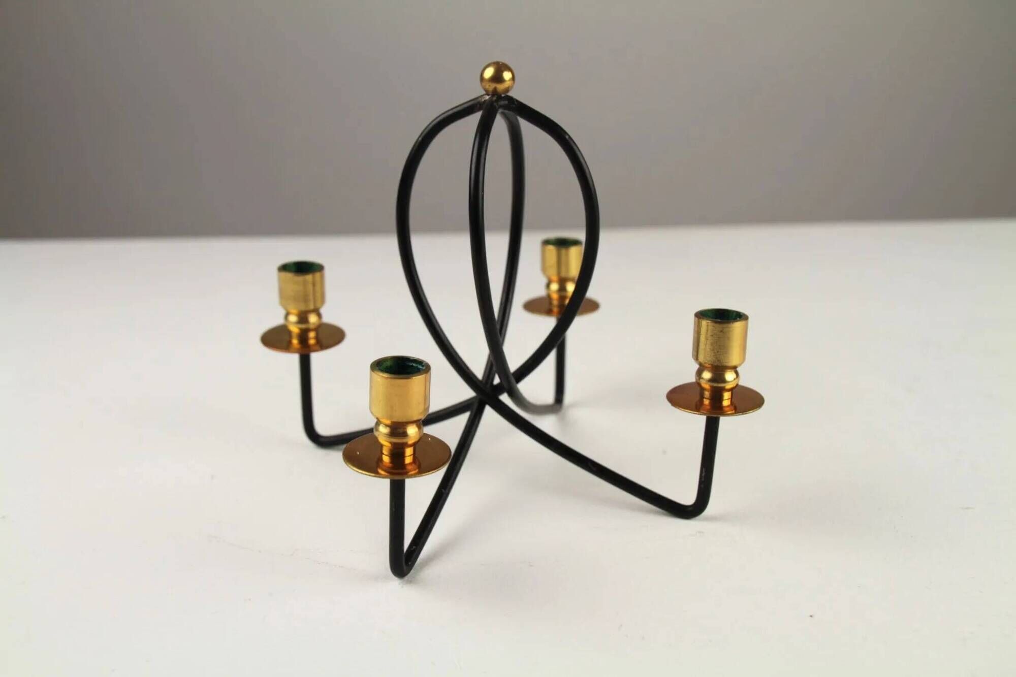Black & brass four-light candle holder – Gunnar Ander for Ystad-Metall, Sweden, 1950s/1960s
