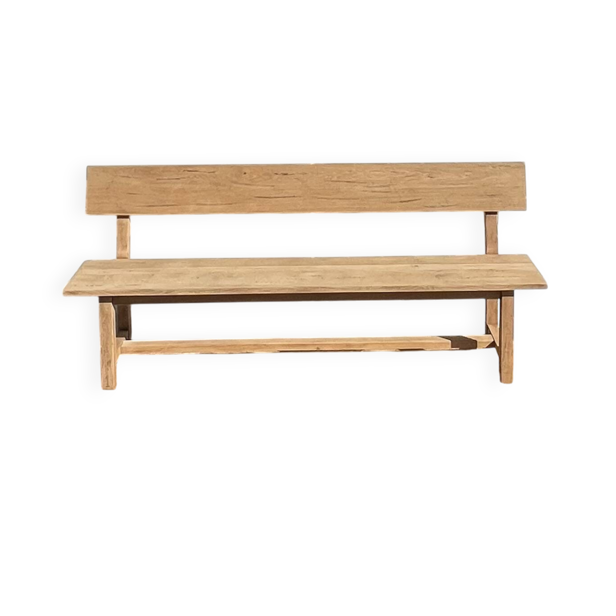 Large antique bench in solid raw oak