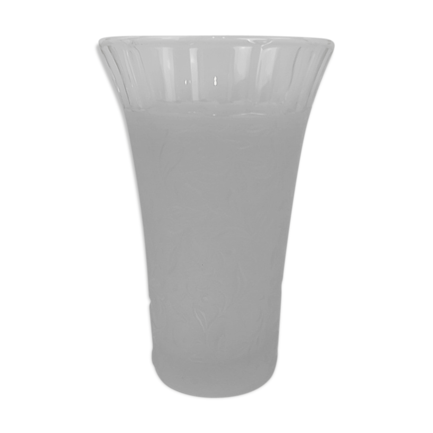 Vase en verre épais déco relief fleurs Selency