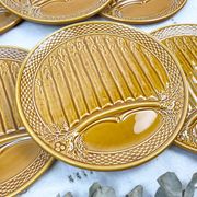 6 asparagus plates in slurry earthenware made in france 1970
