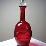 Small carafe, glass/crystal, antique ruby glass, engraved, 19th-20th century.