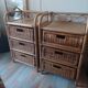 Lot de 2 commodes 3 tiroirs en rotin vintage