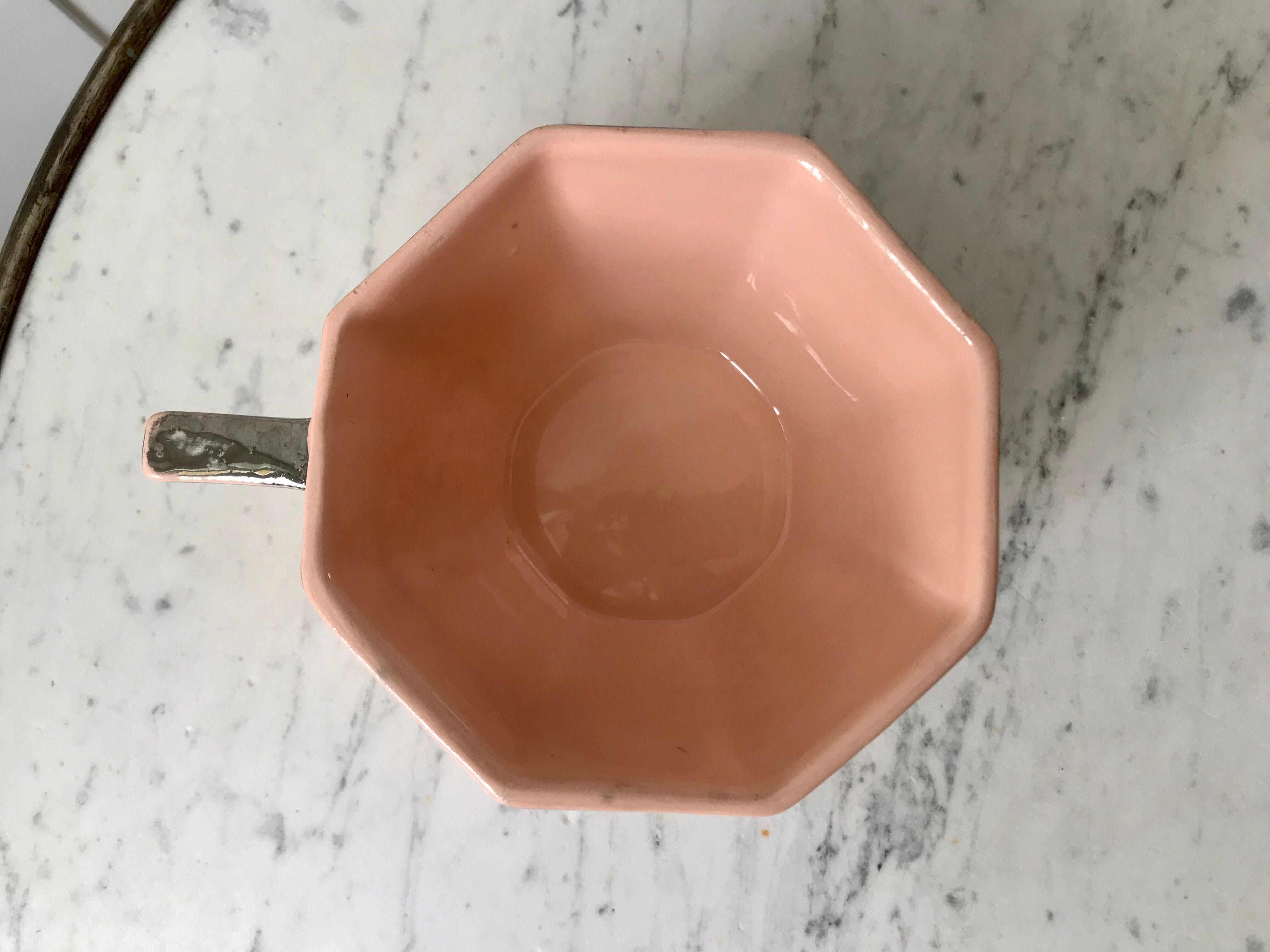Art Deco cup powder pink Longwy 50s