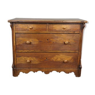 Commode ancienne en chêne avec 4 tiroirs