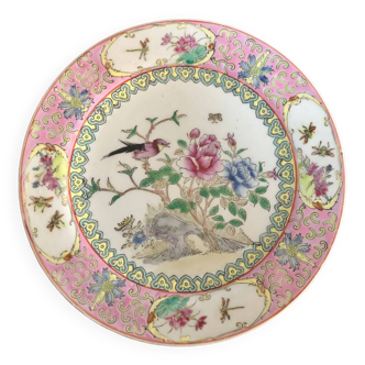 assiette en céramique chinoise famille rose XXème siècle