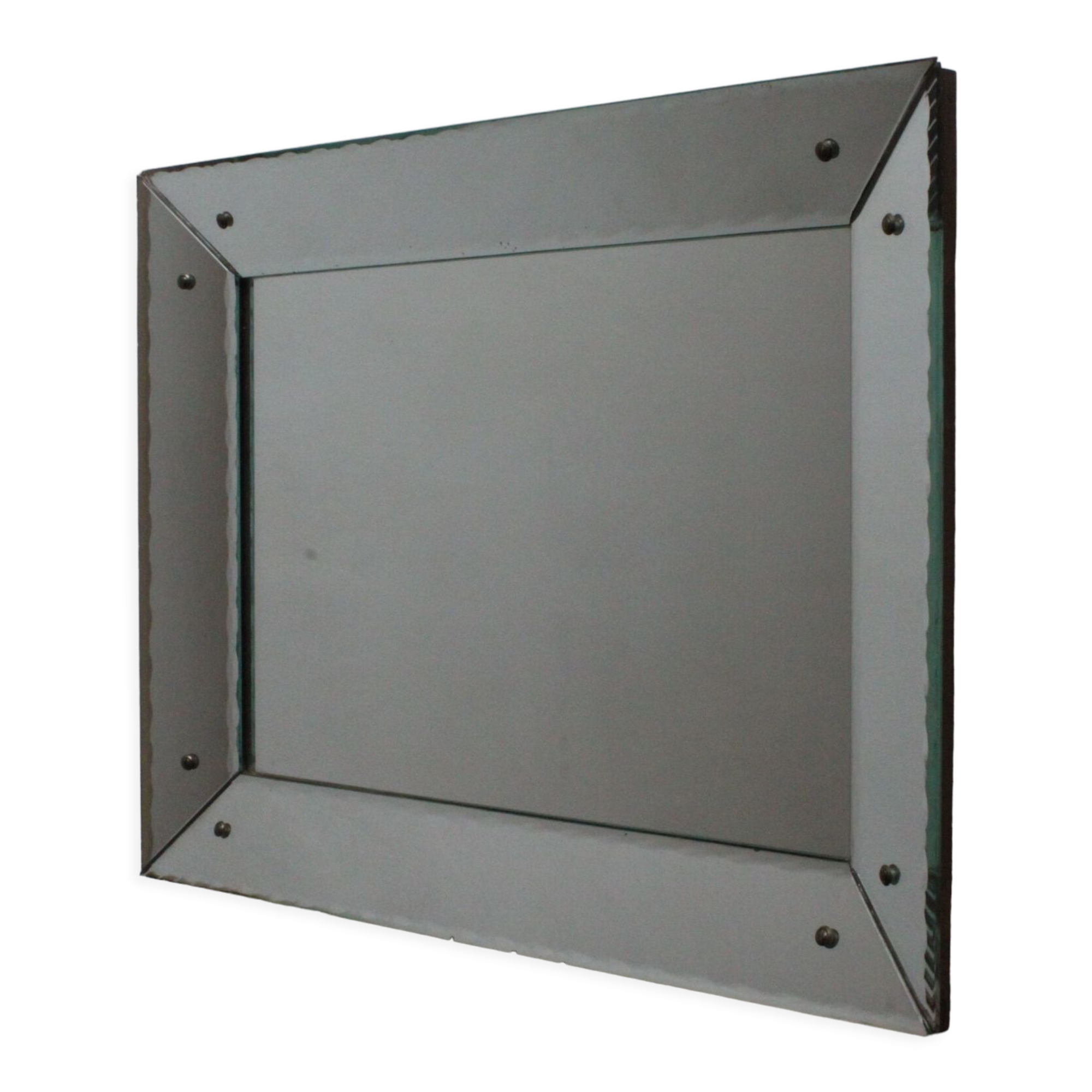 Art Deco box mirror with scalloped edges France 1930s