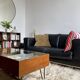 Vintage black leather 2-seater sofa - Corbusier style