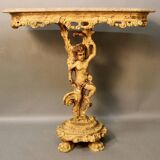 Marble top console and its rocaille style mirror
