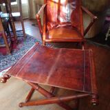Leather folding armchair and footwork