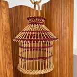 Vintage wicker cage pendant light