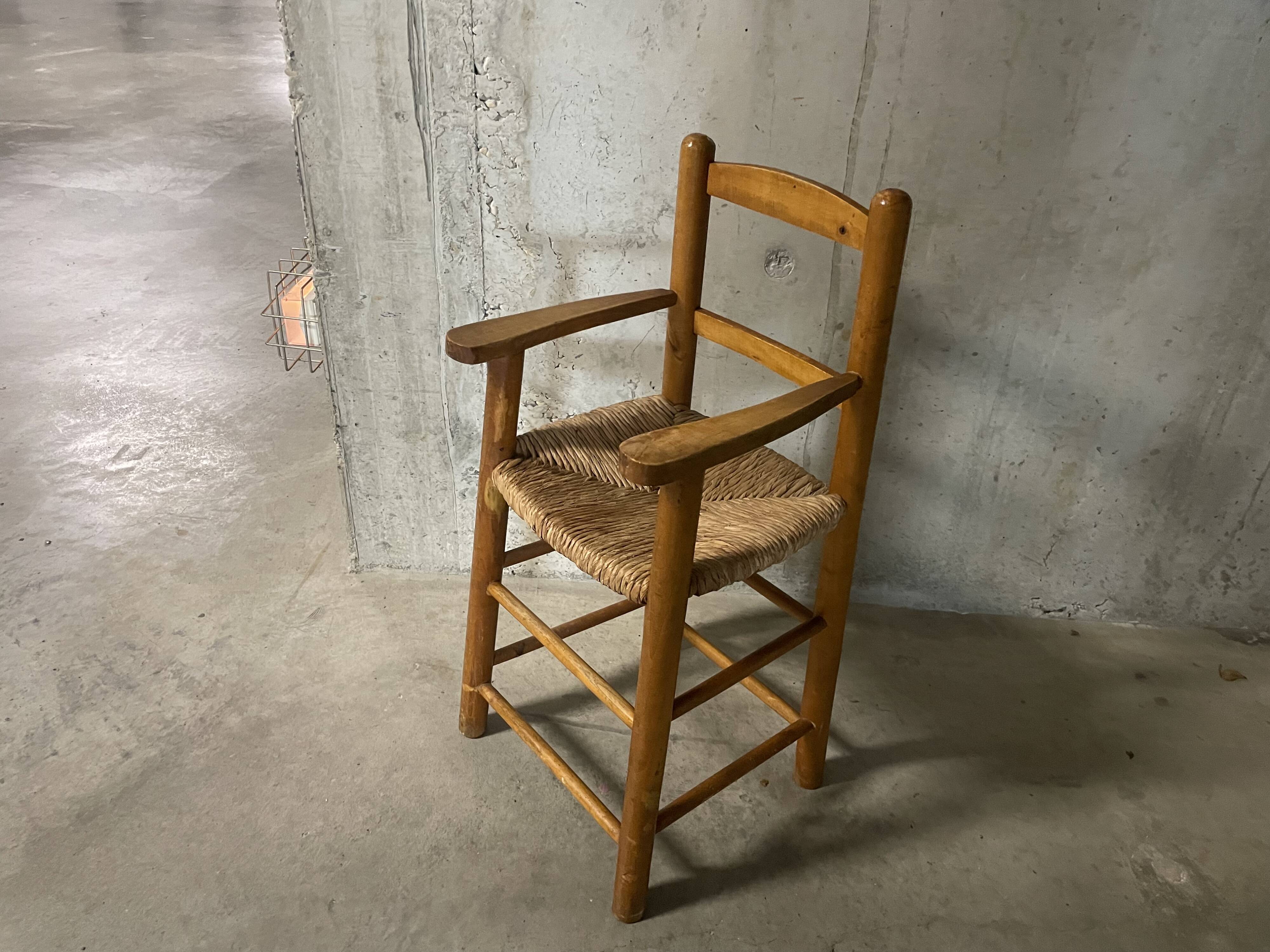 High straw chair for children