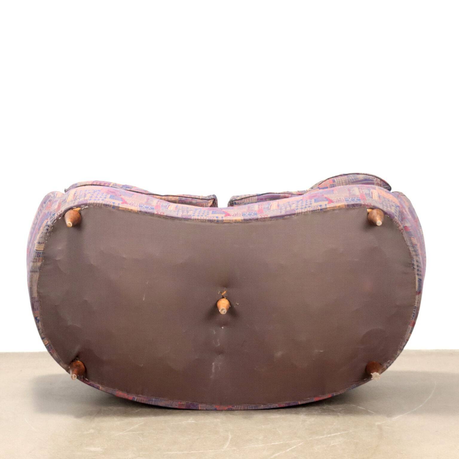 Vintage wooden fabric sofa Italy 1960s original