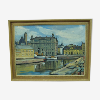 Hjalmar Larsson(1881-1960), Stockholm Cityscape, 1940, Oil Painting