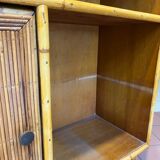 Vintage rattan side table in Audoux Minet style