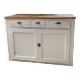 Meuble de métier enfilade patine blanche
