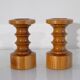 Pair of Scandinavian wooden candle holders 1970