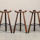 Spanish Rustic Brutalist Dry Bar Counter with matching Barstools