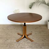 Table modulable ronde teck vintage  pied central