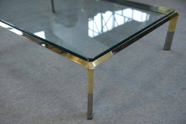 Glass and chrome metal coffee table by Philippe Parent France 1970's