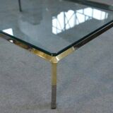 Glass and chrome metal coffee table by Philippe Parent France 1970's