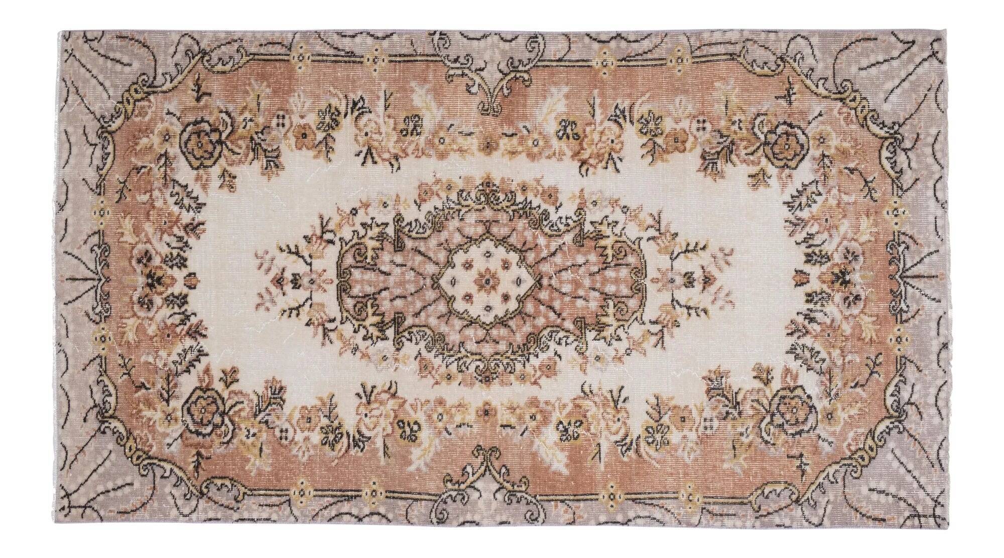 Vintage Turkish handmade rug 114x207 cm
