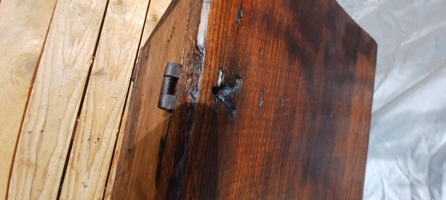 Old Gothic chest 17th century solid oak