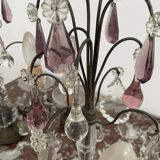 pair of chandeliers, lamp, silver-plated metal, crystal, tassels, florets, pendant, rosettes